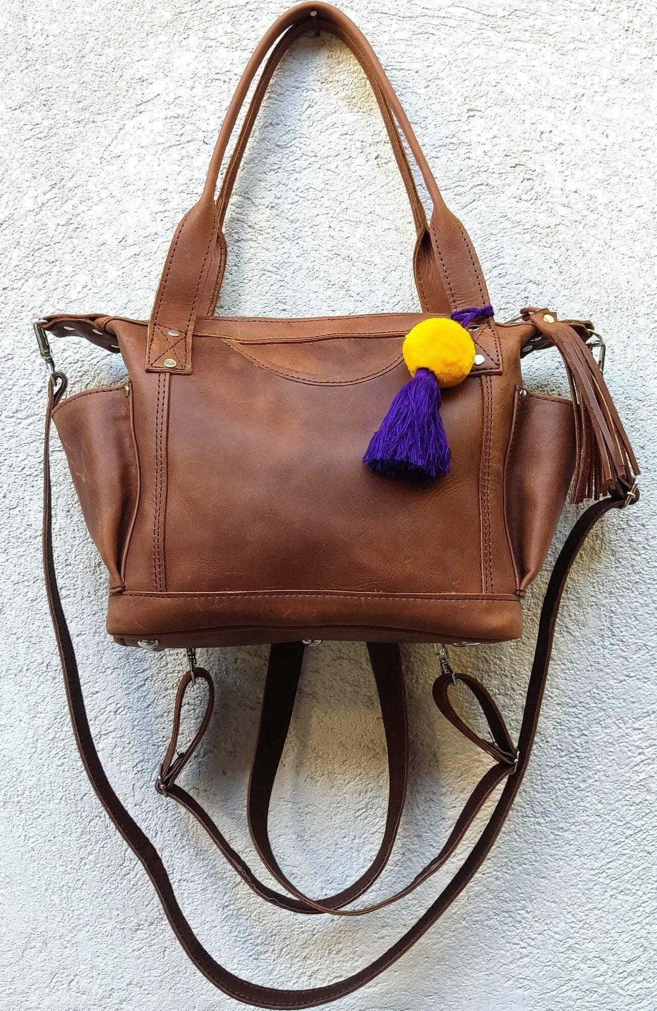Dark Brown Bag, Convertible Backpack, Cross Body Bag