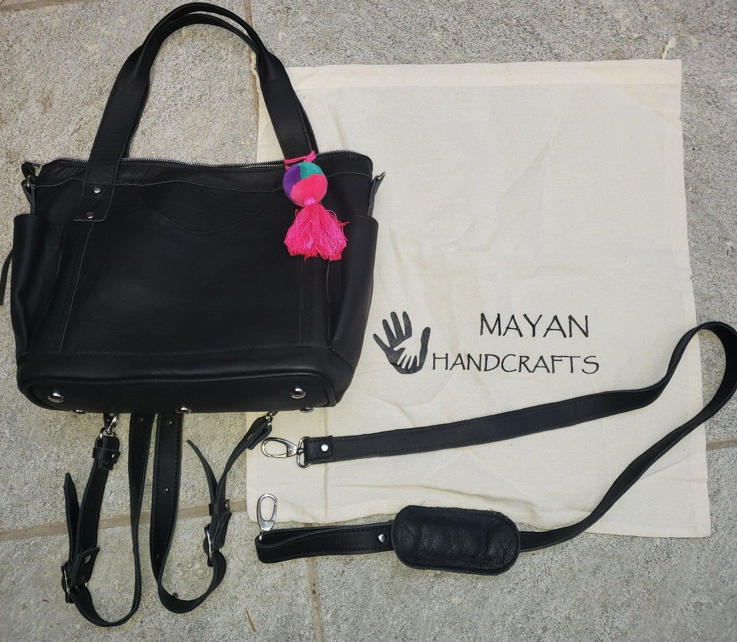 Black Genuine LEATHER CONVERTIBLE BACKPACK Bag - Aesthetic Full Grain Leather Handles cross body And Handbags