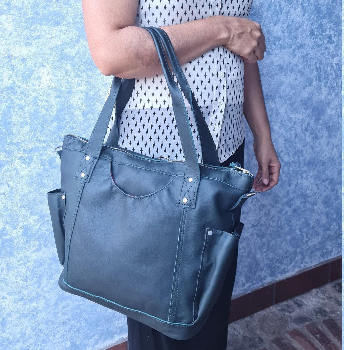 Green Genuine LEATHER CONVERTIBLE BACKPACK Bag - Aesthetic Full Grain Leather Handles cross body And Handbags