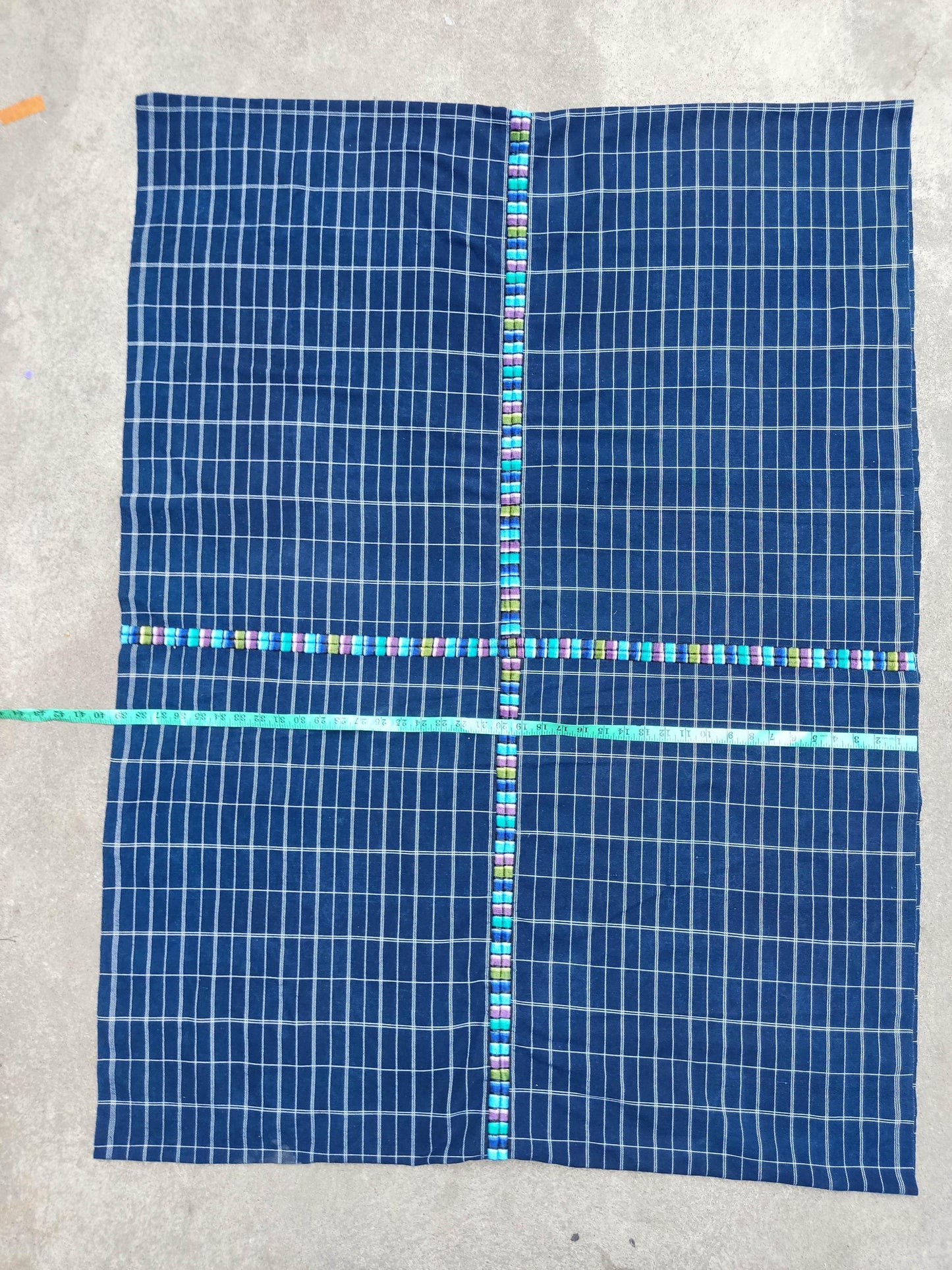 GUATEMALAN Santa Maria De Jesus Cotton Grid Corte FABRIC Per Yard - Vintage Embroidered Hand Woven Fabric