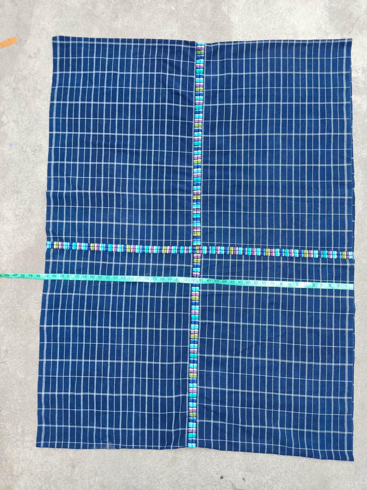 GUATEMALAN Santa Maria De Jesus Cotton Grid Corte FABRIC Per Yard - Vintage Embroidered Hand Woven Fabric