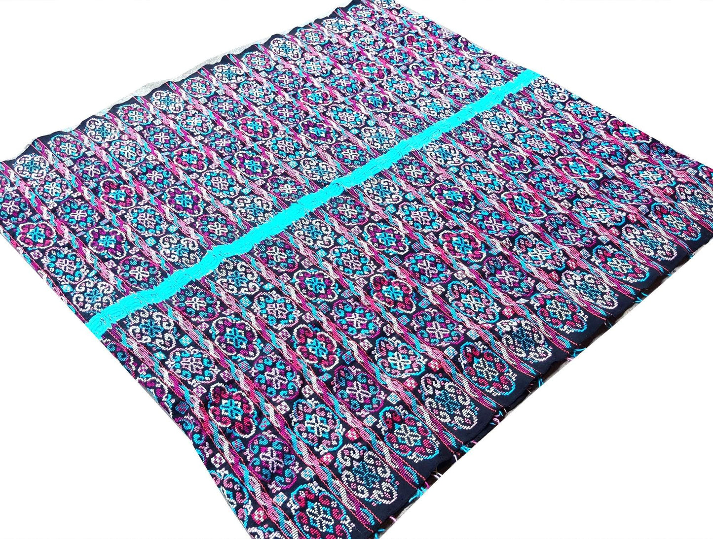 Unique Guatemala Handmade WEAVED Cotton multicolor ZUNIL Corte -Fabric per yard-