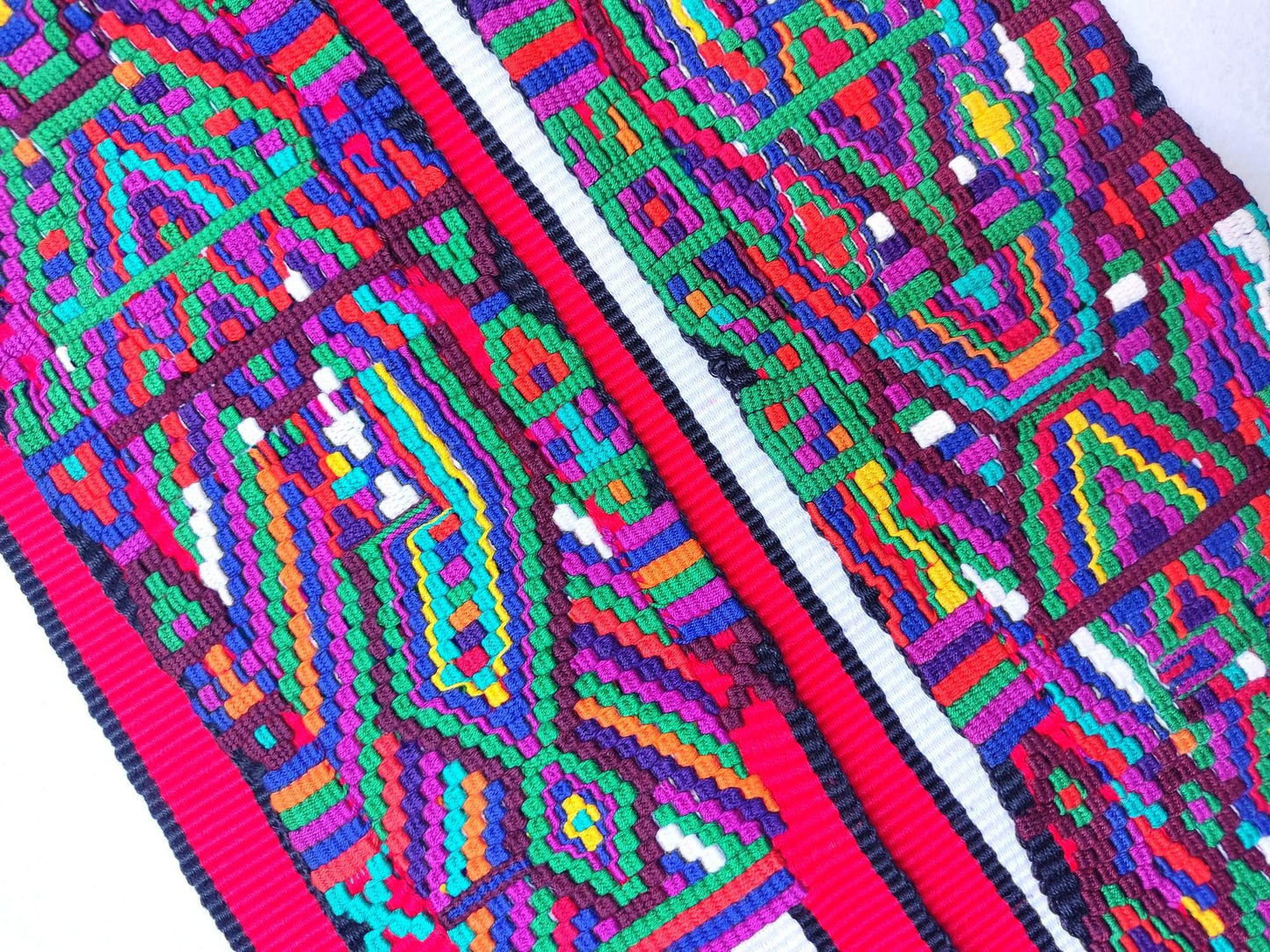 New Red Unique Guatemala Handmade WEAVED Cotton SASH CINTA from Nebaj