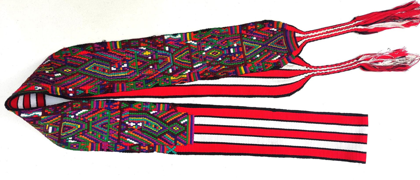 New Red Unique Guatemala Handmade WEAVED Cotton SASH CINTA from Nebaj