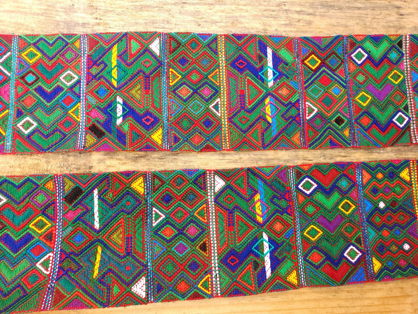 Vintage Red / Green Unique Guatemala Handmade WEAVED Cotton SASH CINTA from Aguacatan