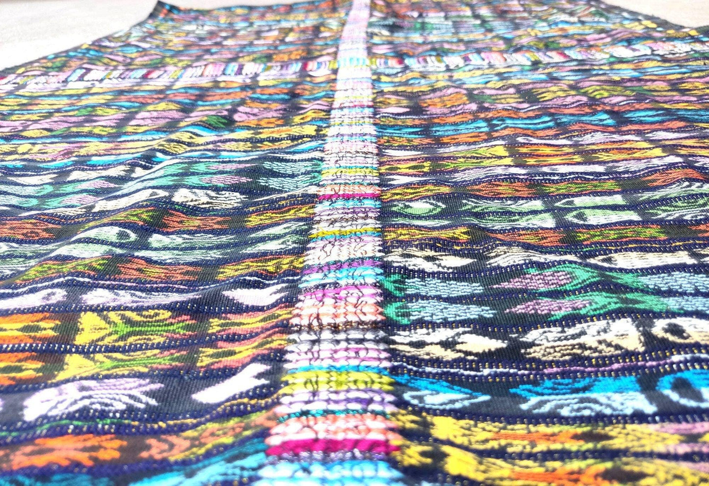 New unique Guatemala Handmade Weaved WOOL multicolor SOLOLA Corte -Fabric per yard-