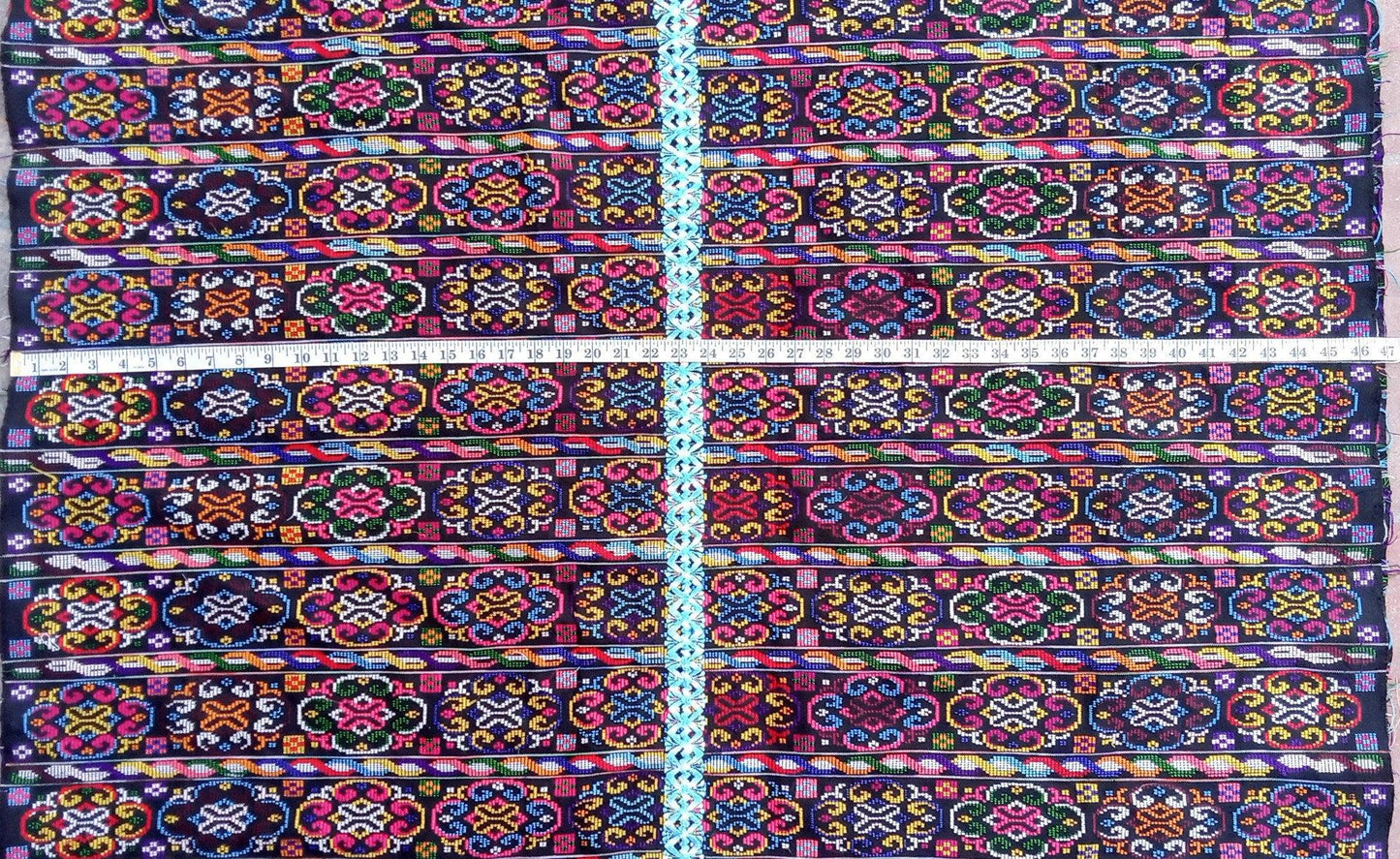 New unique Guatemala handmade weaved cotton multicolor Zunil Corte -Fabric per yard-