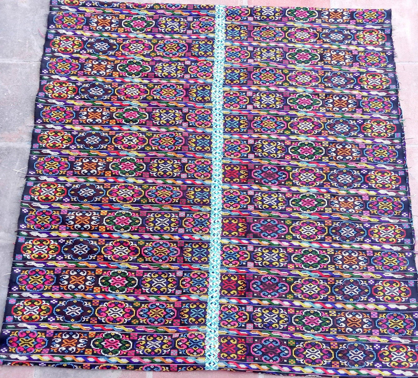 New unique Guatemala handmade weaved cotton multicolor Zunil Corte -Fabric per yard-