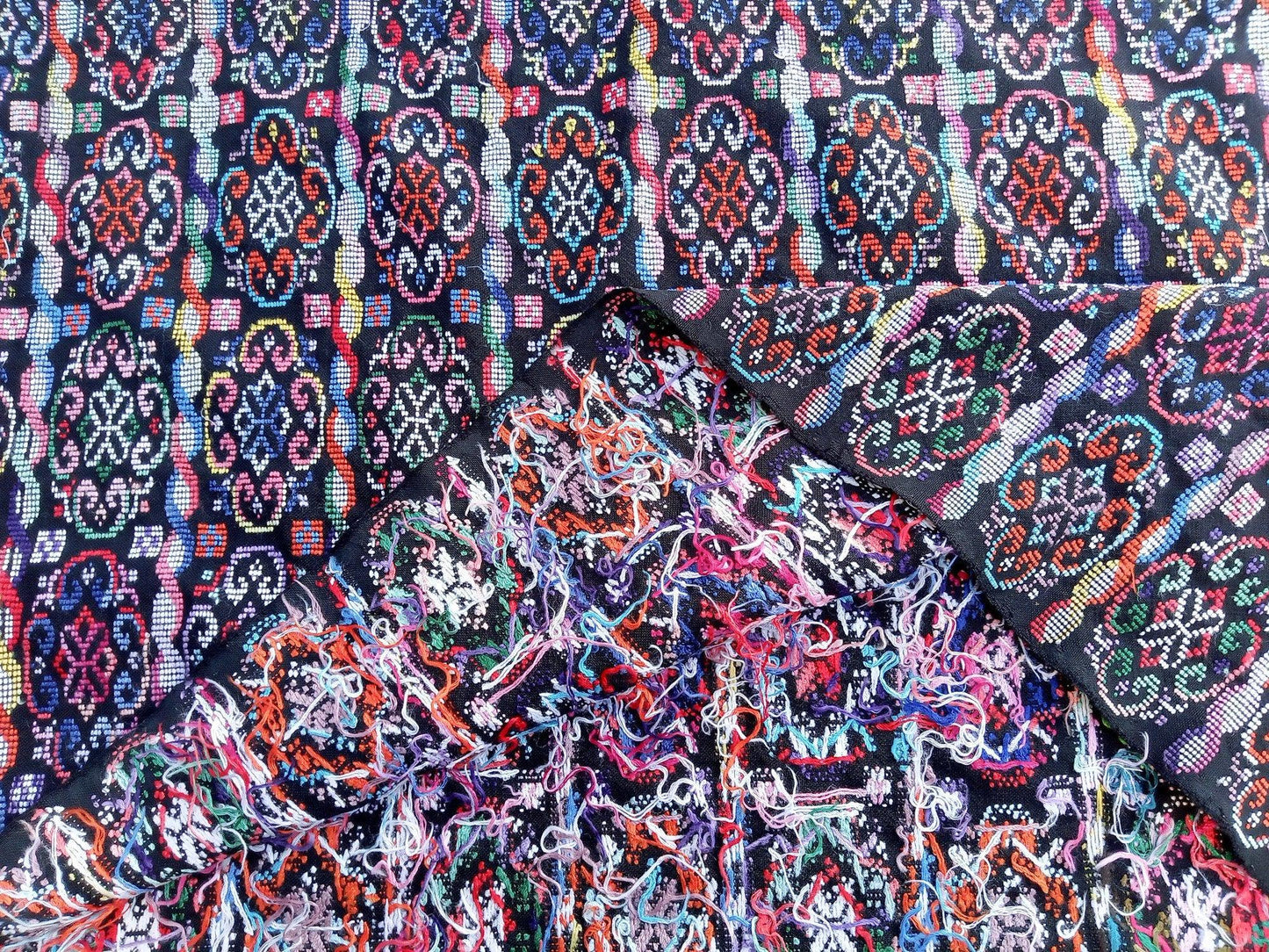 New unique Guatemala handmade weaved cotton multicolor Zunil Corte -Fabric per yard-