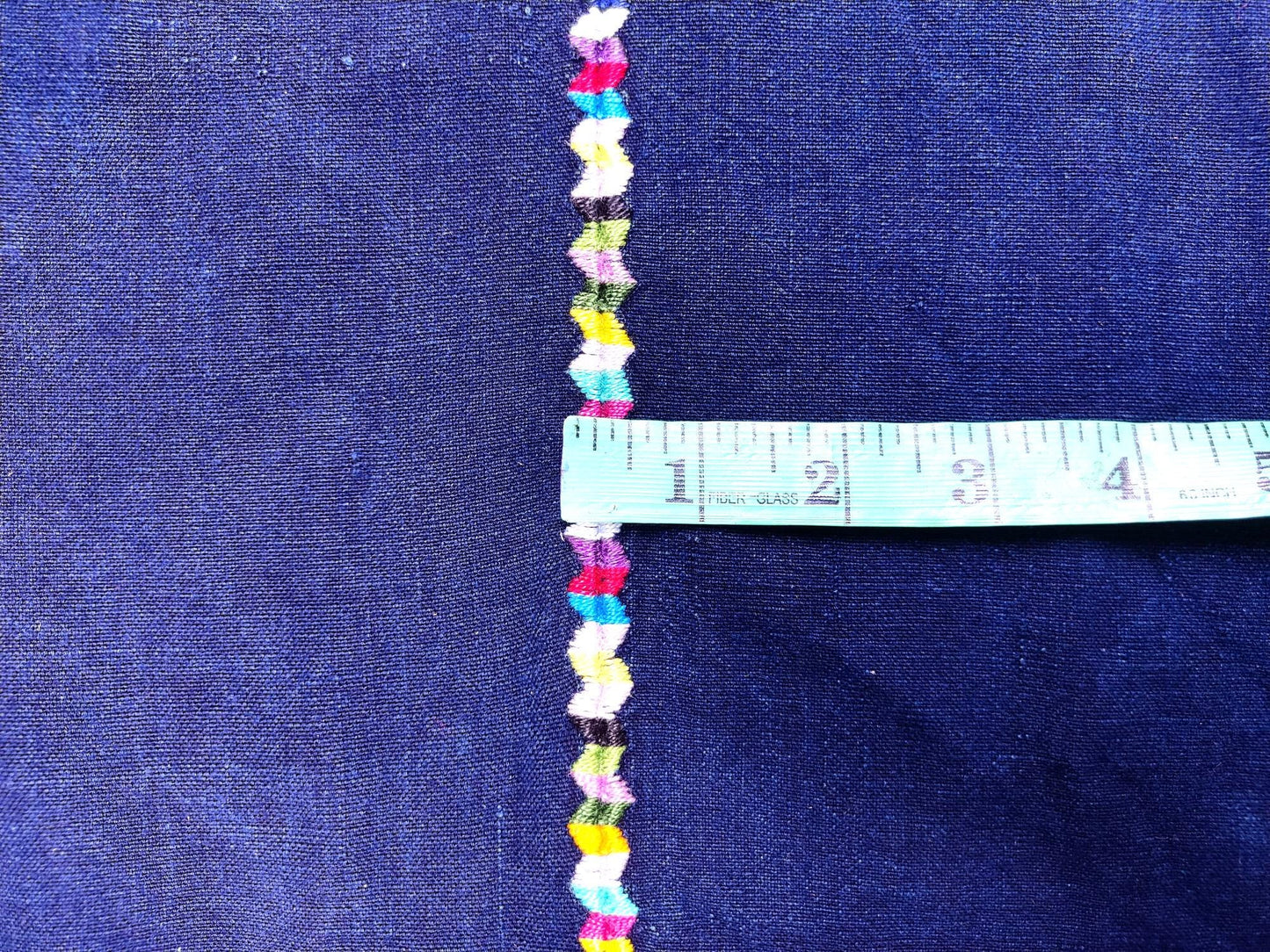 GUATEMALAN XENACOJ Denim Cotton Corte FABRIC Per Yard - Vintage Embroidered Hand Woven Fabric