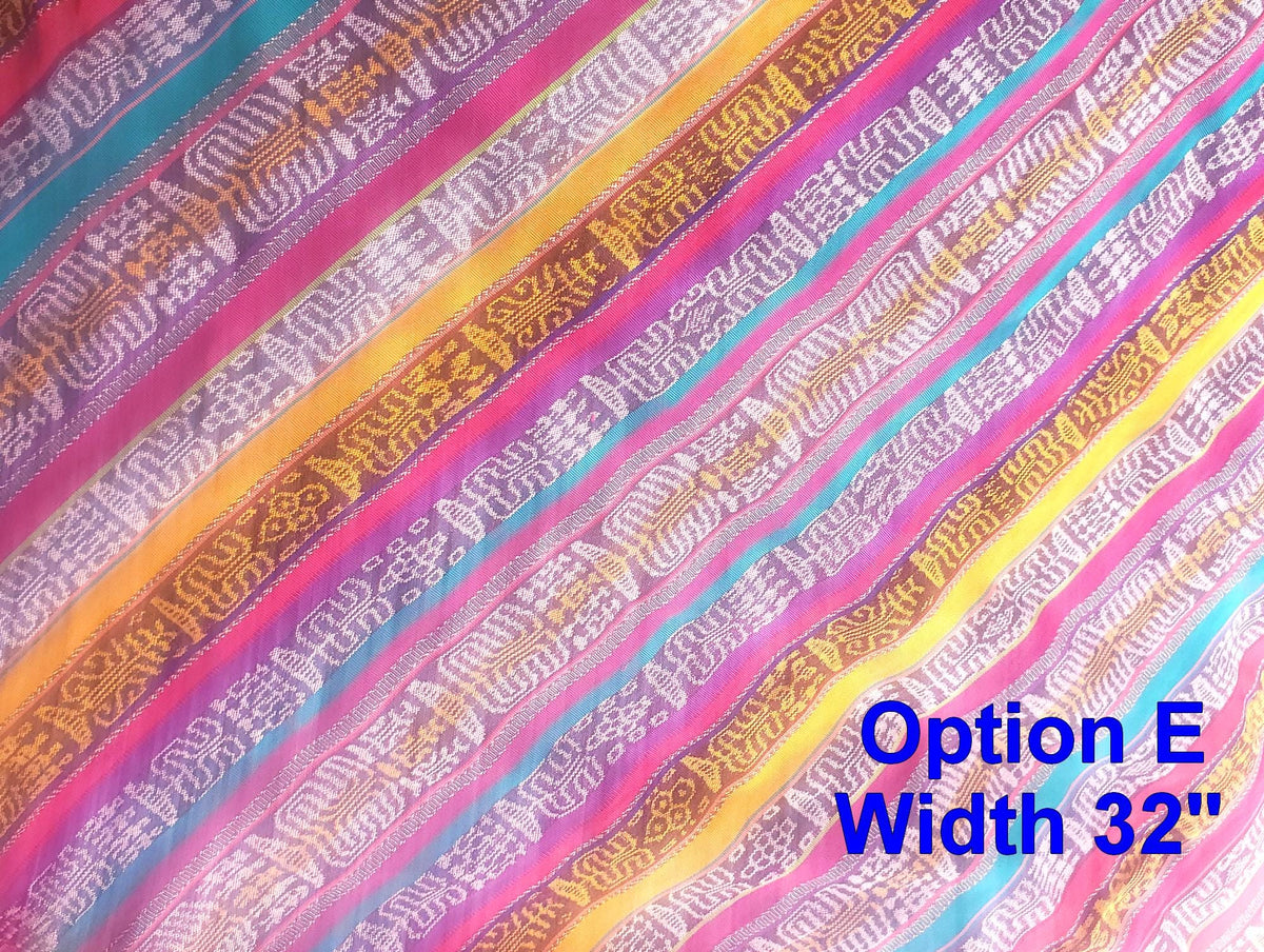 Guatemalan Unique Vintage Ikat Silk fabric per yard- Hand Woven Ethnic Textile -