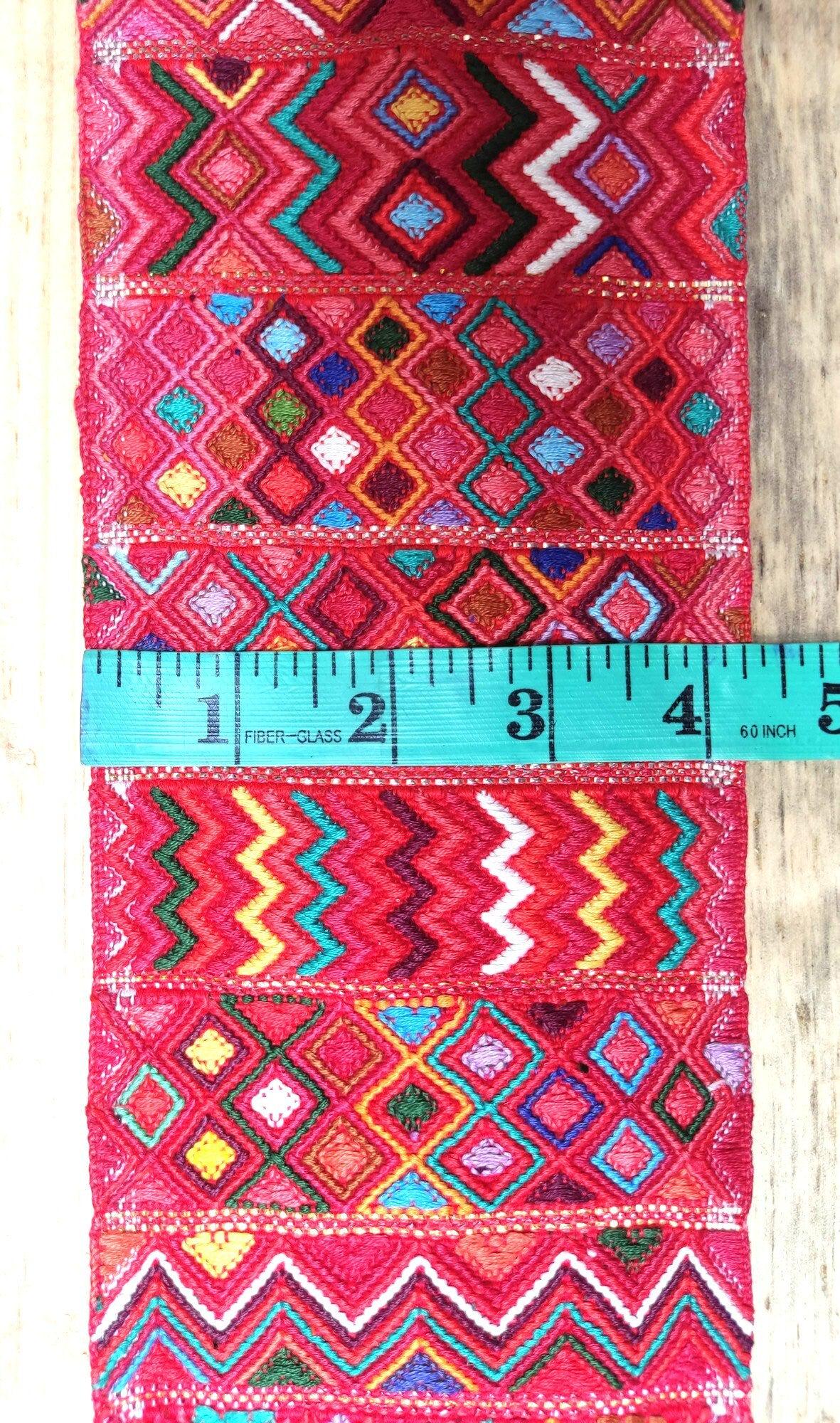 Vintage Red Unique Guatemala Handmade WEAVED Cotton SASH CINTA from Aguacatan