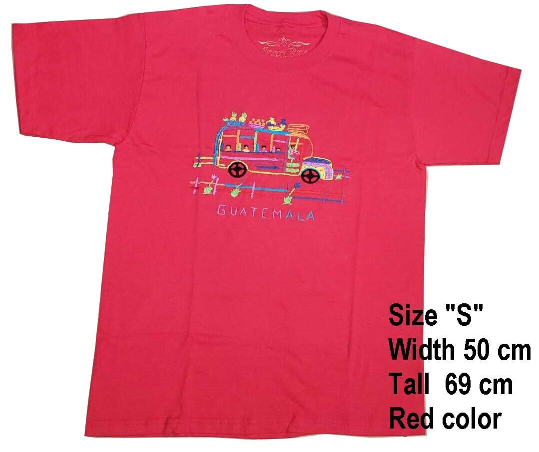 Handmade embroidered Guatemalan zoo bus motive unisex cotton T-shirt for kids