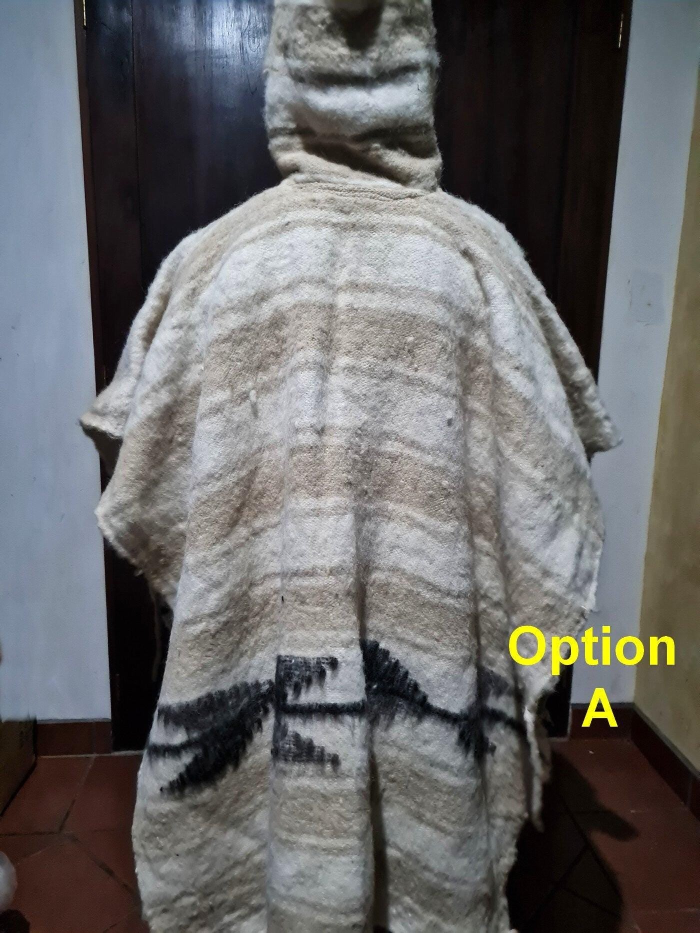 Guatemalan Wool Poncho, Hand Woven sarape with hood, heavy weight poncho, winter poncho