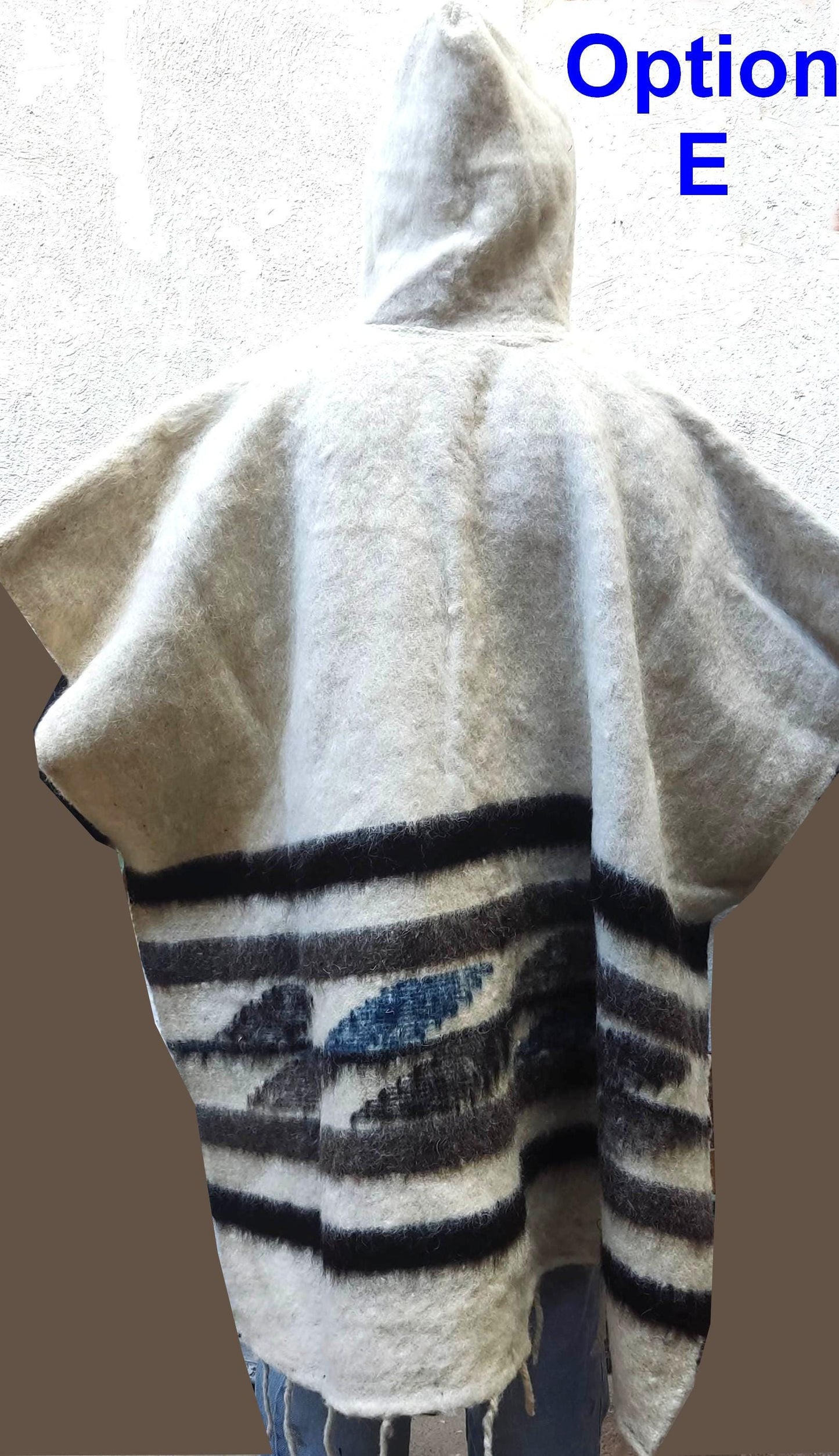Guatemalan Wool Poncho, Hand Woven sarape with hood, heavy weight poncho, winter poncho