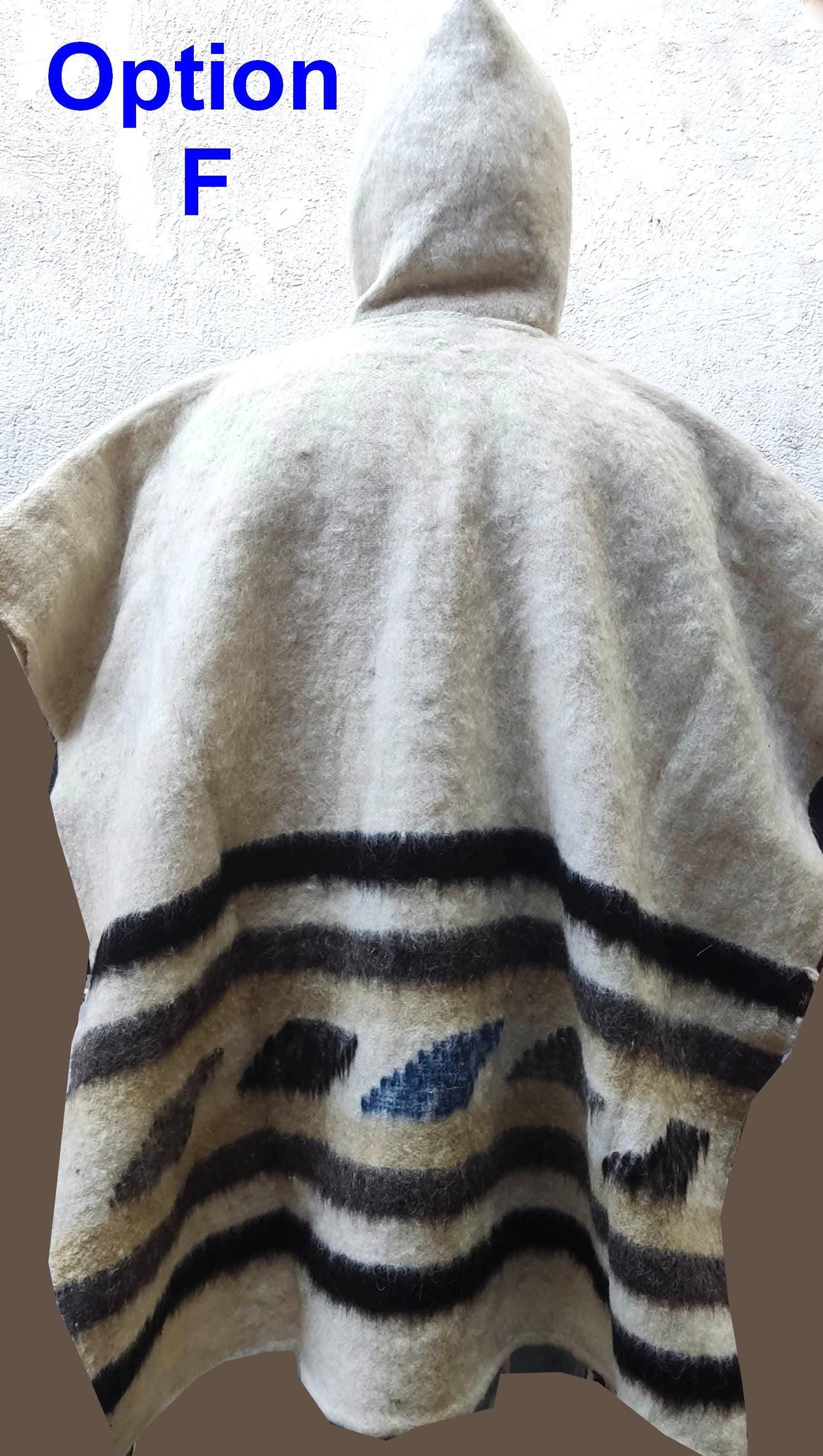Guatemalan Wool Poncho, Hand Woven sarape with hood, heavy weight poncho, winter poncho
