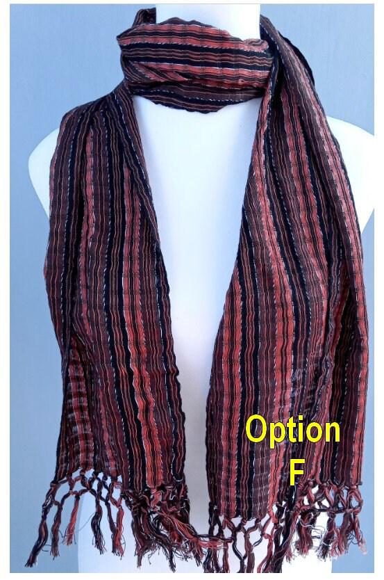 Women Medium Weight GUATEMALAN COTTON Indigo SCARF Wrap - Artisans Wear Aesthetic Shawl