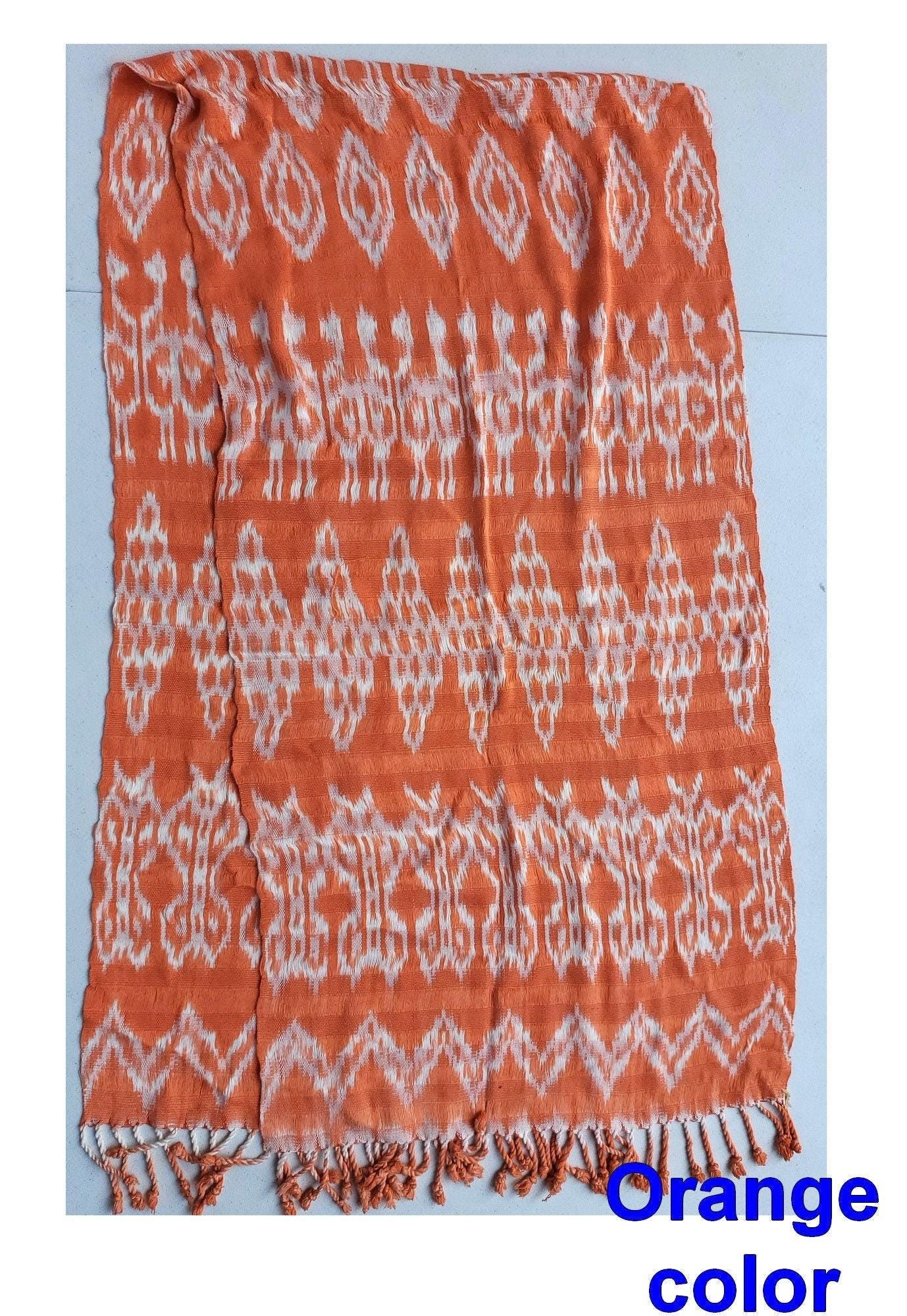 Women Medium Weight GUATEMALAN RAYON Indigo Burgundy Orange Blue SCARF Wrap - Artisans Wear Aesthetic Shawl