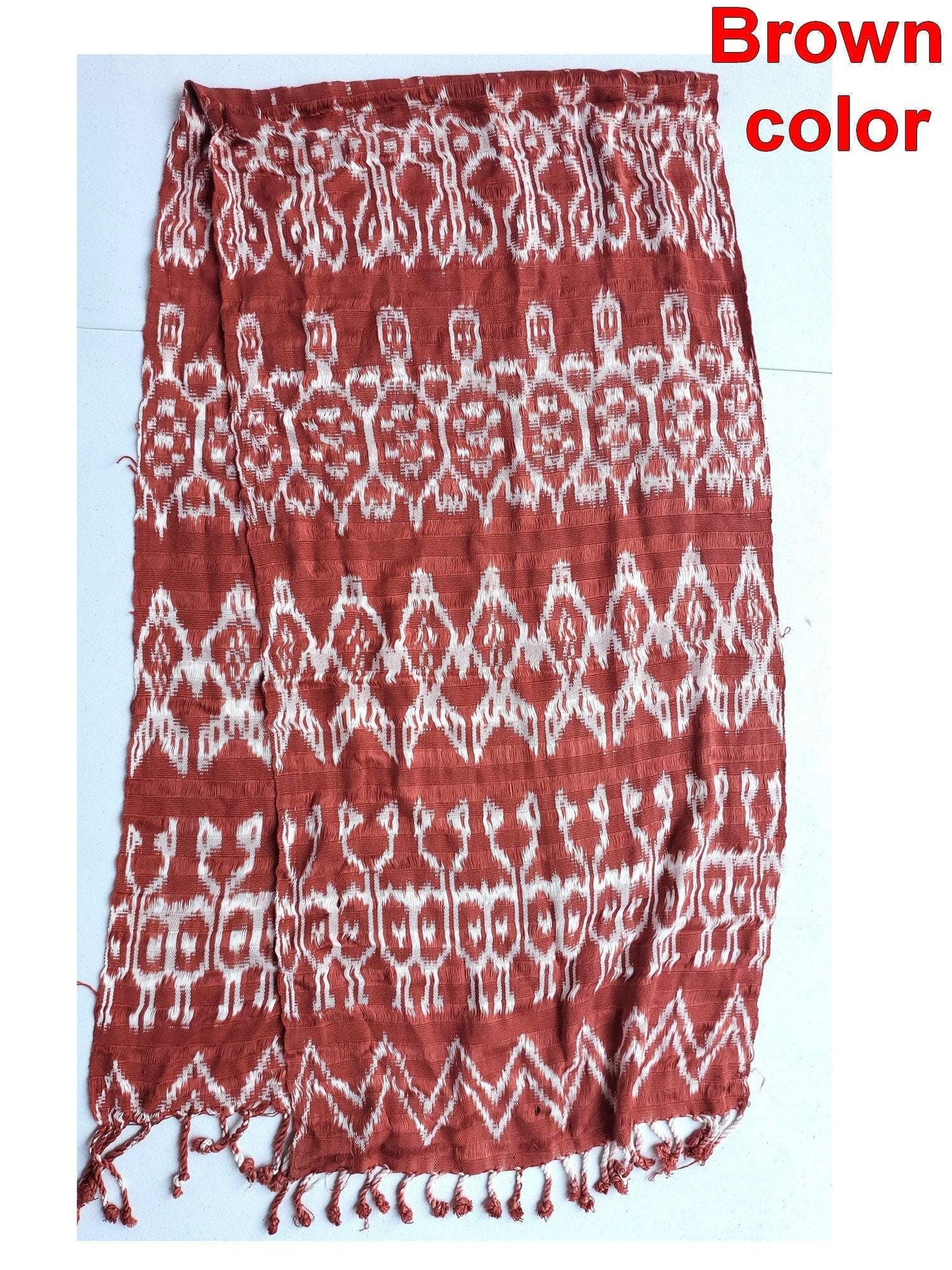 Women Medium Weight GUATEMALAN RAYON Indigo Burgundy Orange Blue SCARF Wrap - Artisans Wear Aesthetic Shawl