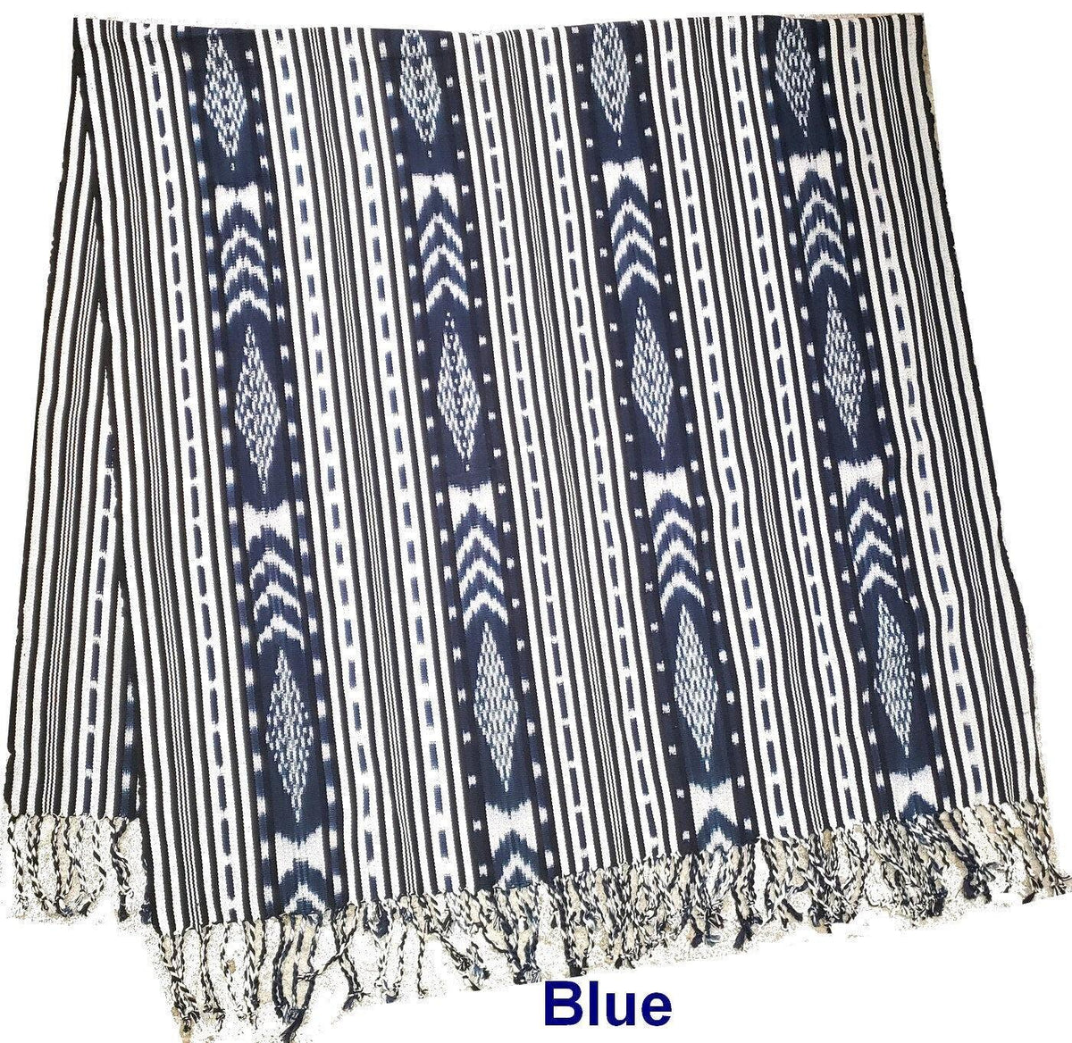 Women Heavy Weight GUATEMALAN COTTON Indigo Multicolor Rainbow Burgundy Yellow SCARF Wrap - Artisans Wear Aesthetic Shawl