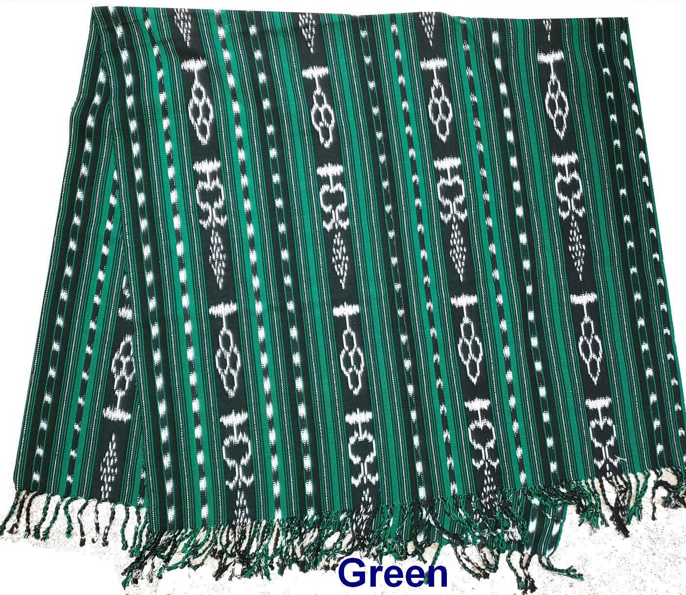 Women Heavy Weight GUATEMALAN COTTON Indigo Multicolor Rainbow Burgundy Yellow SCARF Wrap - Artisans Wear Aesthetic Shawl