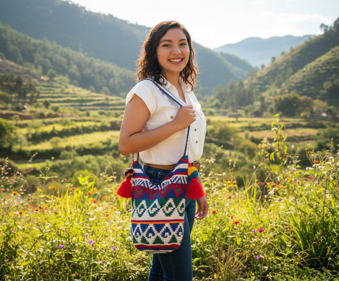 Guatemalan Bag, Crochet Tote Bag, Tote Bag With Zipper,