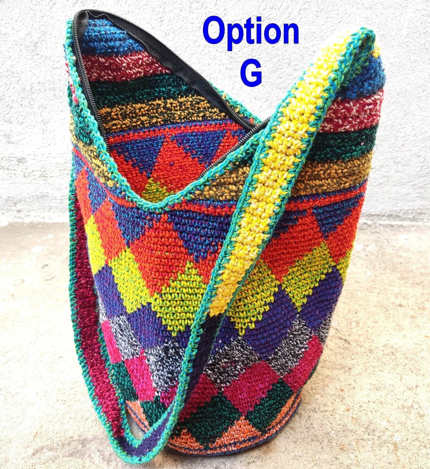 Handwoven Cotton CROCHETED GUATEMALAN Cross Body TOTE Bag With Zipper Closure And Pom Tassel Available In Multiple Options