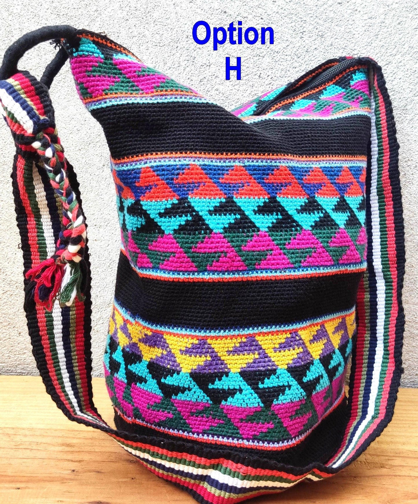 Guatemalan handmade cotton crocheted crossbody tote bag