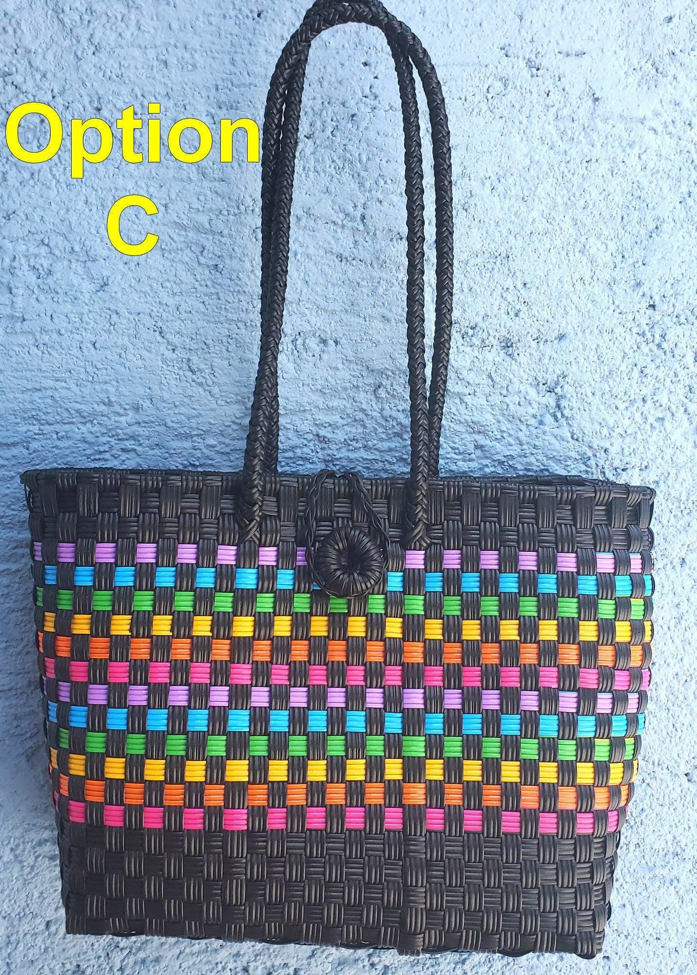 Woven Guatemalan Plastic market Bag - Recycled plastic basket