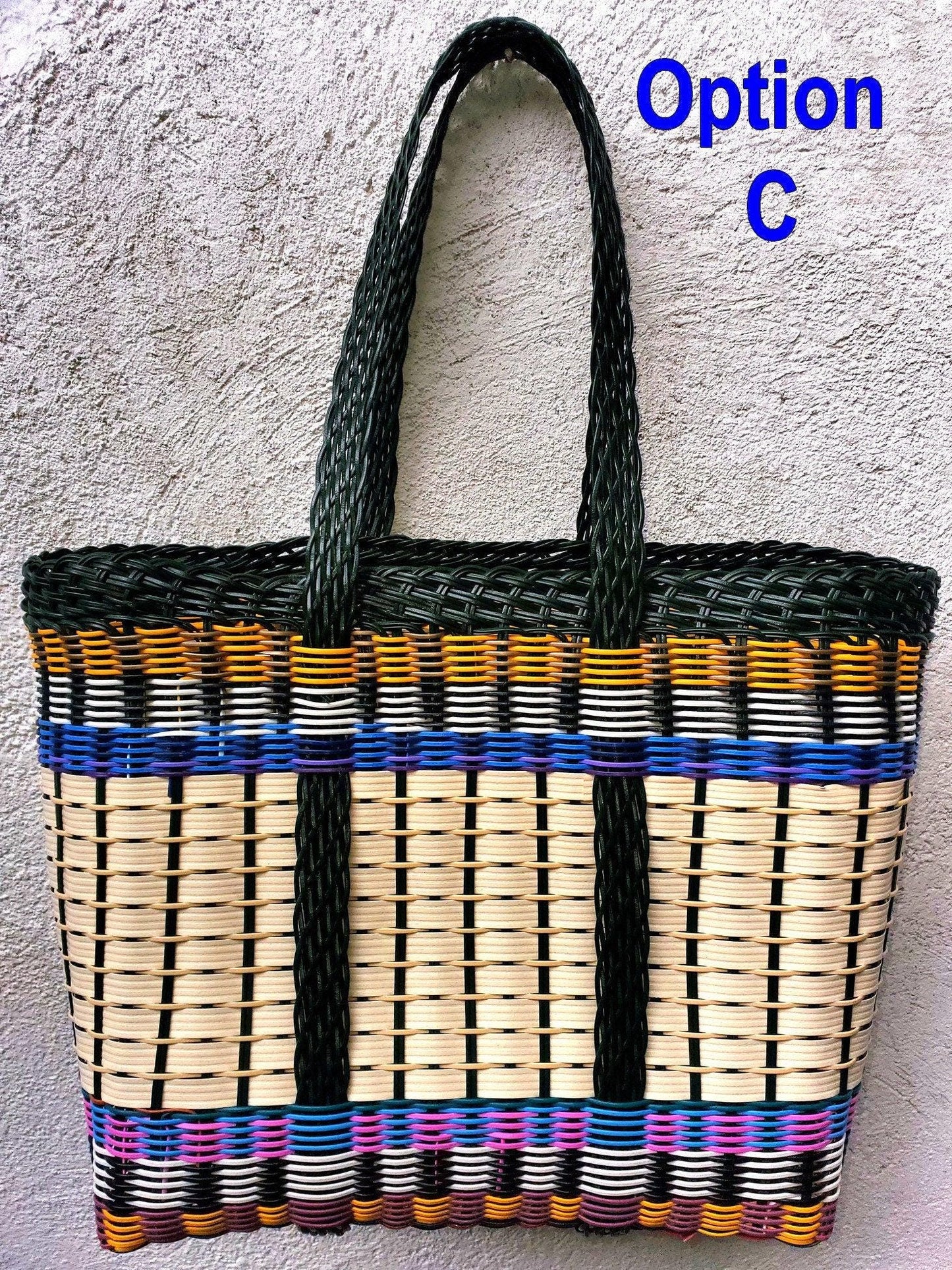 Large Woven Guatemalan Plastic market Bag - Recycled plastic