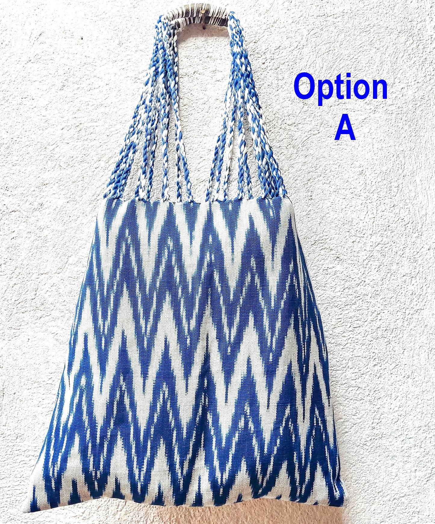 Guatemalan IKAT Hammock BAG with Braided Handles . Variety Colors Available