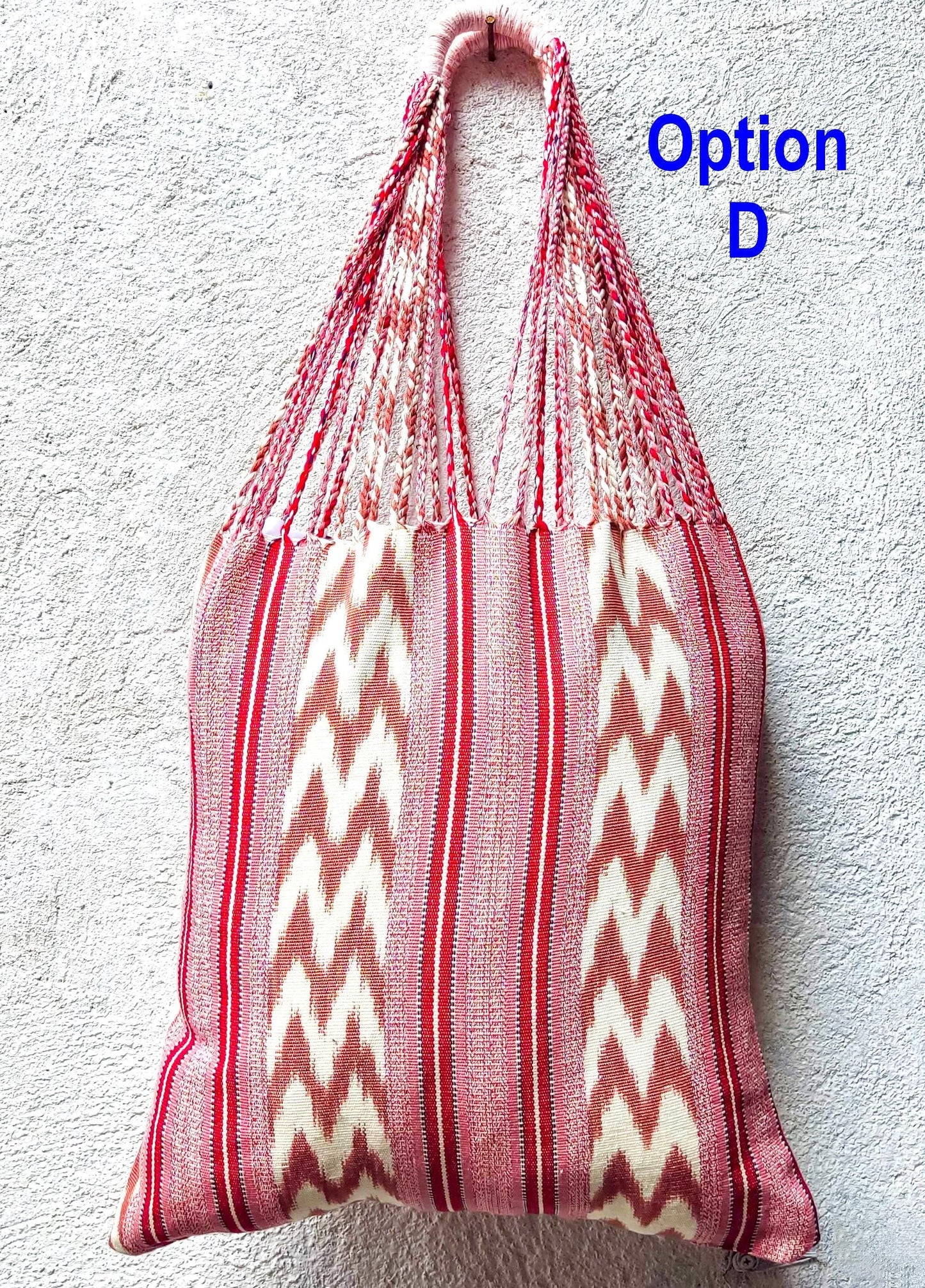 Guatemalan IKAT Hammock BAG with Braided Handles . Variety Colors Available