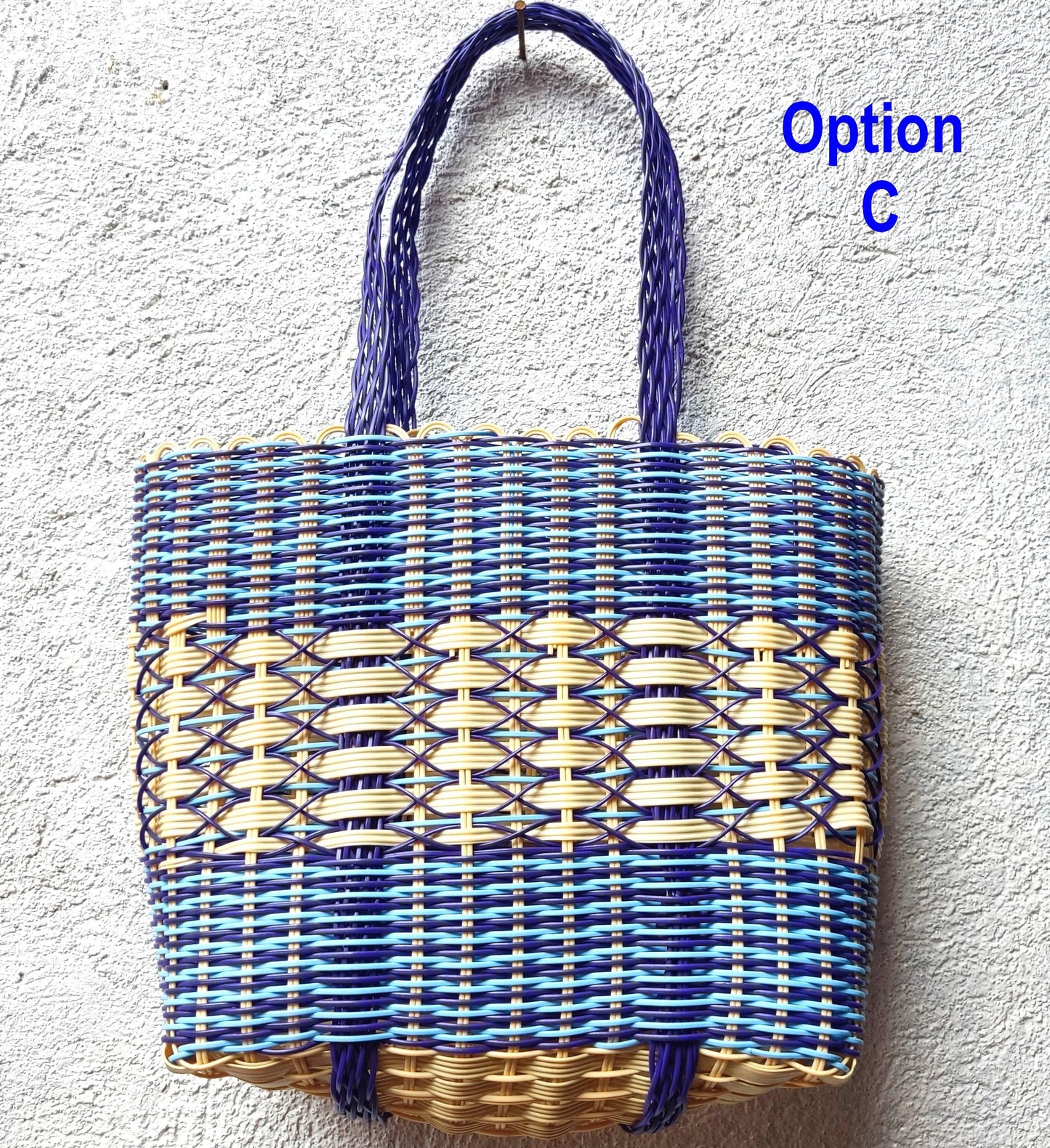 Large Woven Guatemalan Plastic market Bag - RECYCLED PLASTIC Basket