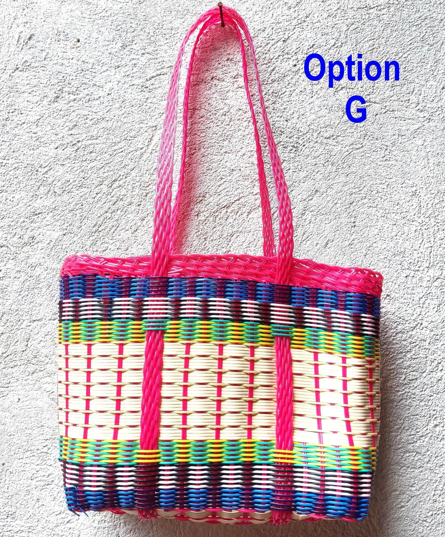 Large Woven Guatemalan Plastic market Bag - RECYCLED PLASTIC Basket