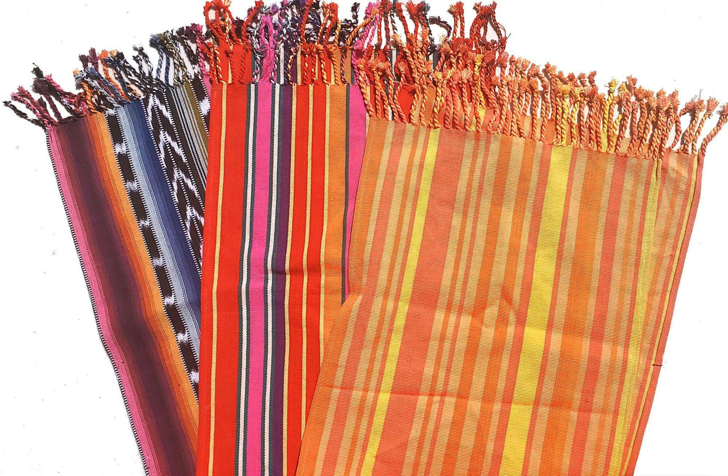 Cotton textile handmade runner with tassels
