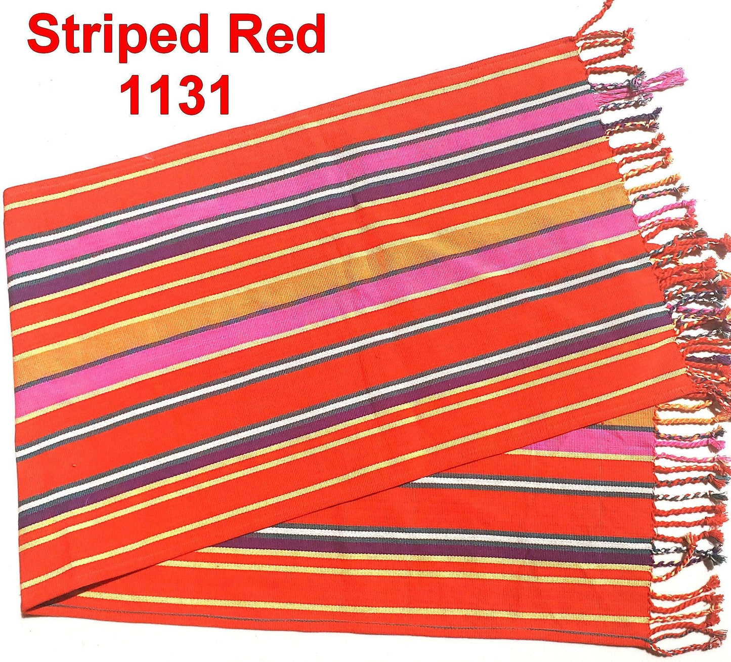 Cotton textile handmade runner with tassels