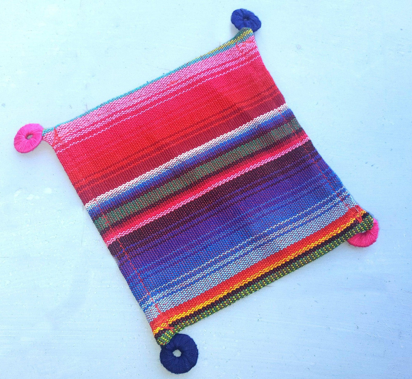 10x10 Cm COTTON Textile GUATEMALA COASTER Set Available In Multiple Colors - Pretty Ornament Square Coaster