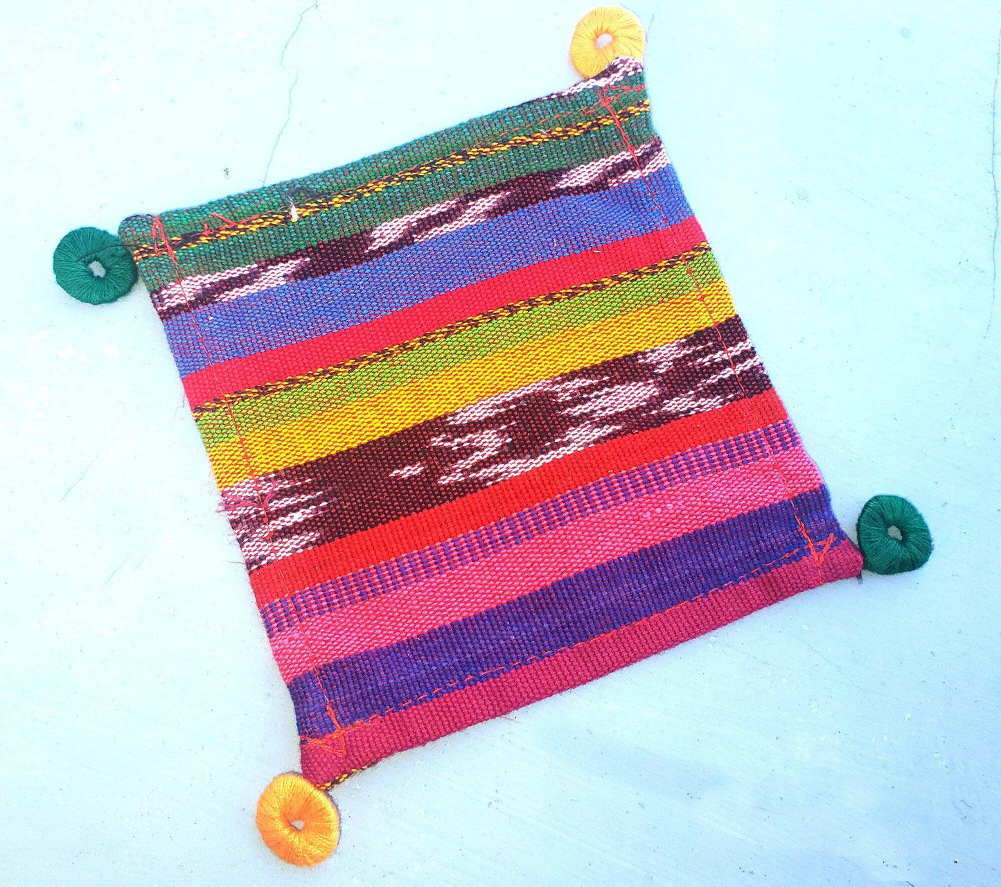 10x10 Cm COTTON Textile GUATEMALA COASTER Set Available In Multiple Colors - Pretty Ornament Square Coaster