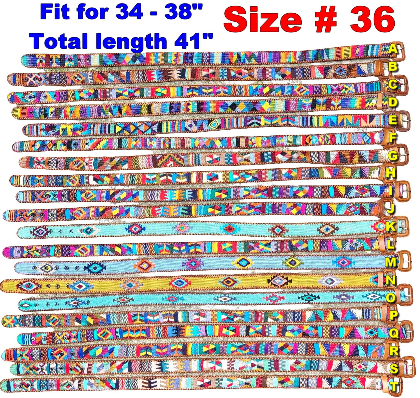 Lot of authentic Guatemalan HANDMADE BELT leather braided UNISEX belt