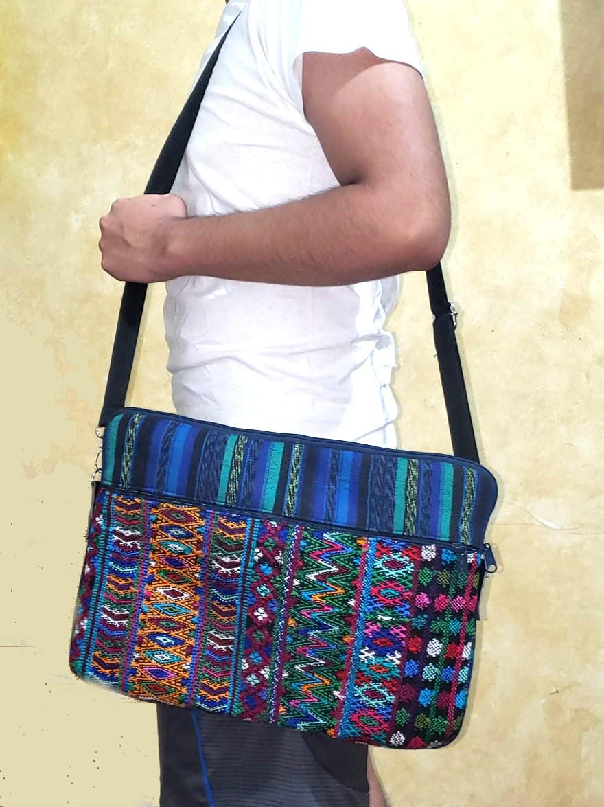 Guatemalan INDIGO LAPTOP padded CASE -Embroidered Sleeve Padded Carry Case-