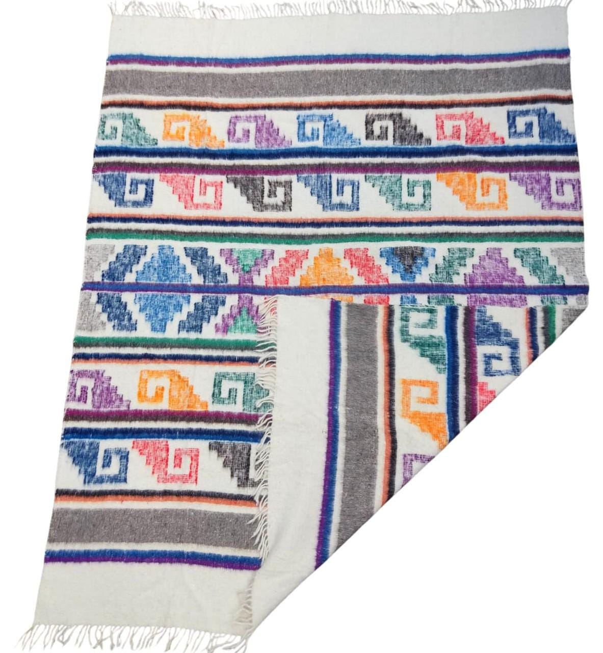 Organic PONCHO Wool GUATEMALAN BLANKET For Winter Season -Traditional Blanket Made In Momostenango
