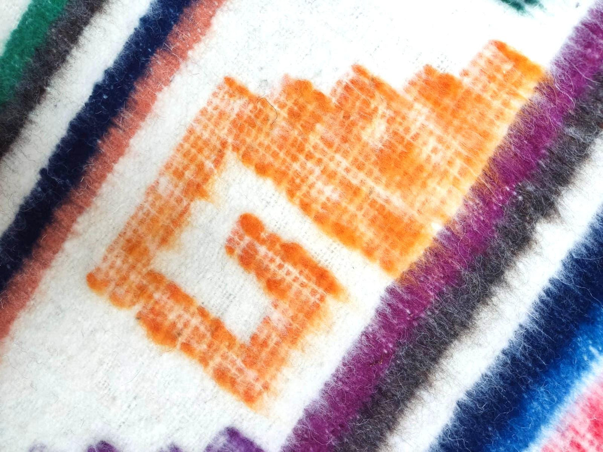 Organic PONCHO Wool GUATEMALAN BLANKET For Winter Season -Traditional Blanket Made In Momostenango