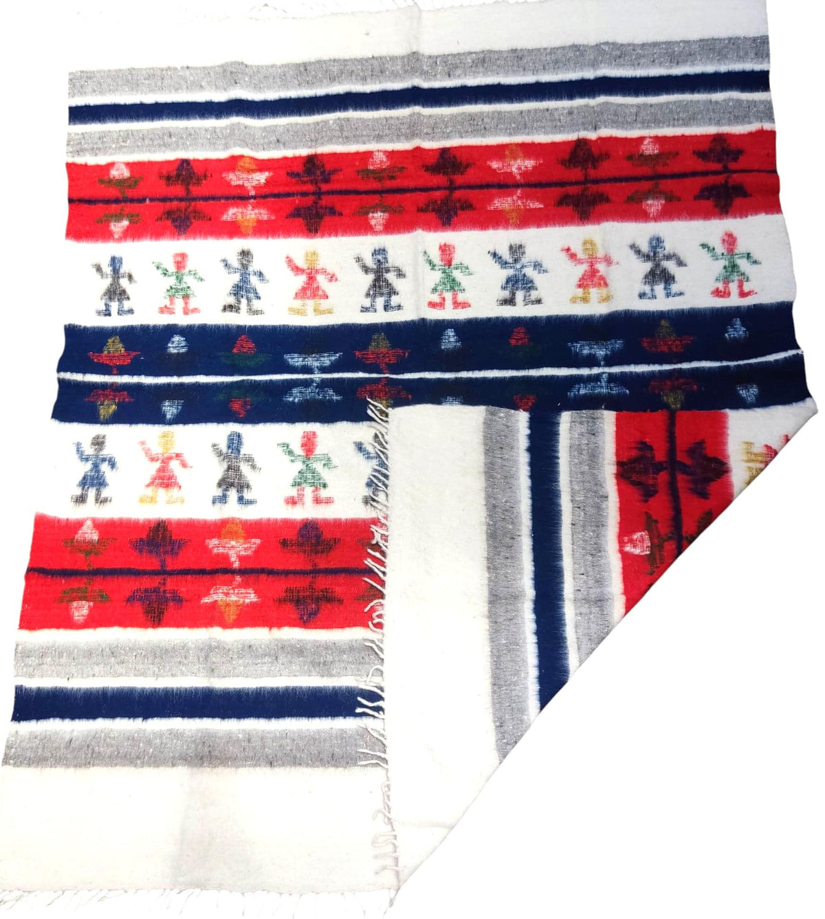 Organic PONCHO Wool GUATEMALAN BLANKET For Winter Season -Traditional Blanket Made In Momostenango