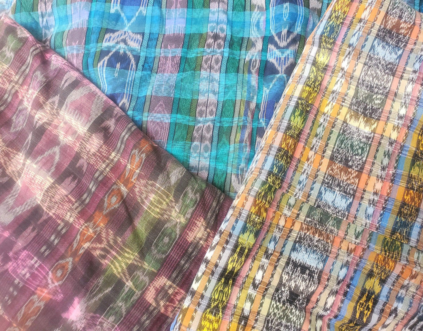 Guatemalan Unique Vintage Ikat Cotton fabric per yard- Hand Woven Ethnic Textile - 700