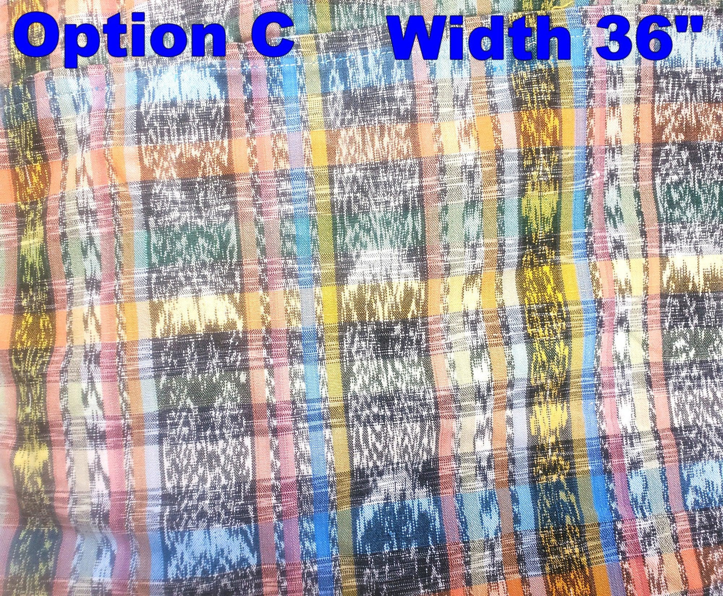 Guatemalan Unique Vintage Ikat Cotton fabric per yard- Hand Woven Ethnic Textile - 700