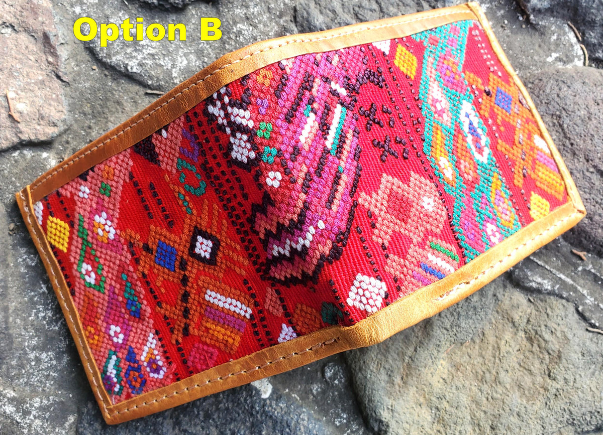 Guatemalan Authentic LeatherWALLET -Huipil Patterned Multiple Options