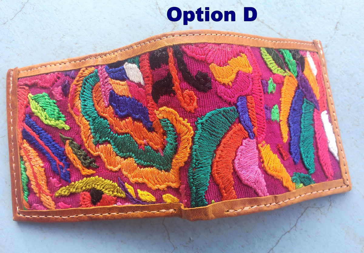 Guatemalan Authentic LeatherWALLET -Huipil Patterned Multiple Options