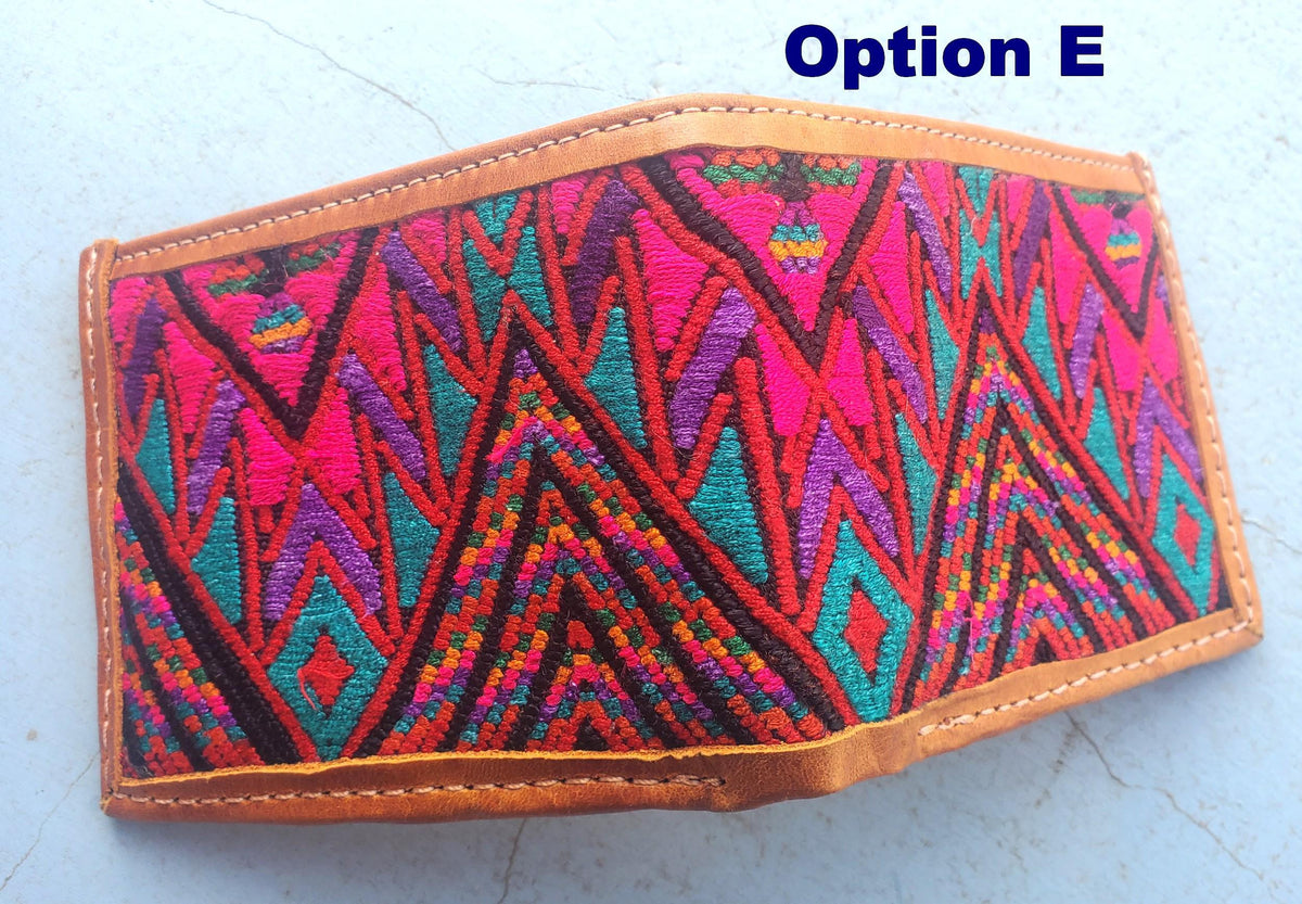 Guatemalan Authentic LeatherWALLET -Huipil Patterned Multiple Options