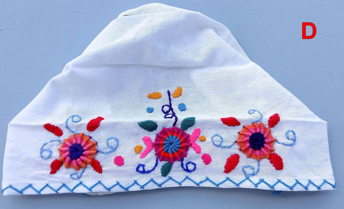 Women Head Hand Embroidered COTTON BAND BANDANA In Medium Weight - Multiple Colors Head Warmer Guatemalan Bandana