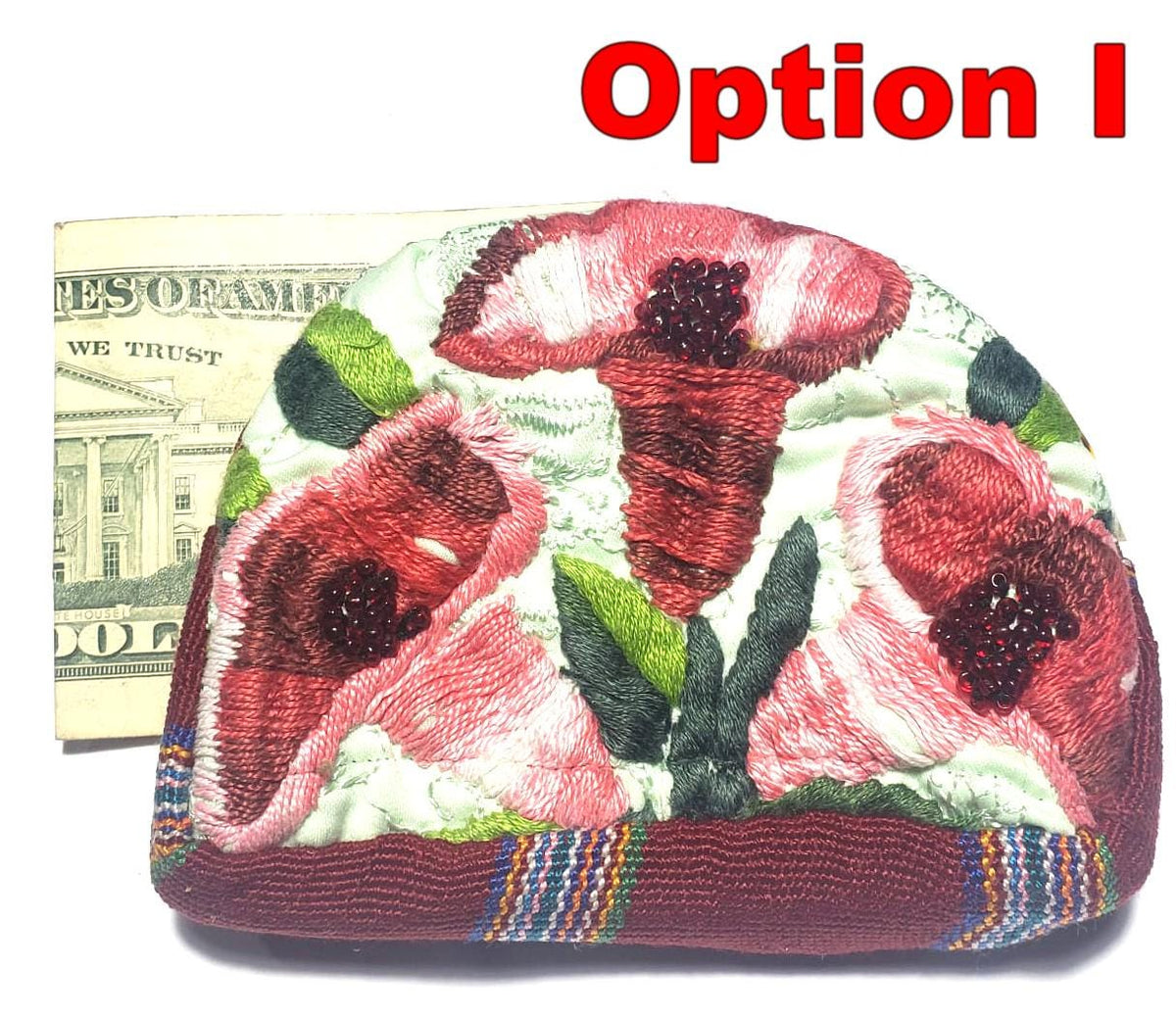 Guatemalan Huipil Coin Purse, Fair Trade Floral Cotton Padded Bag